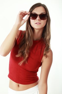 kadın stüdyoda poz