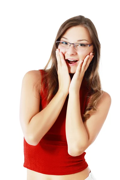 Amazed girl in glasses — Stock Photo, Image