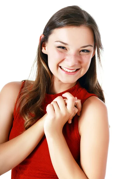 Feliz adolescente chica media longitud retrato —  Fotos de Stock