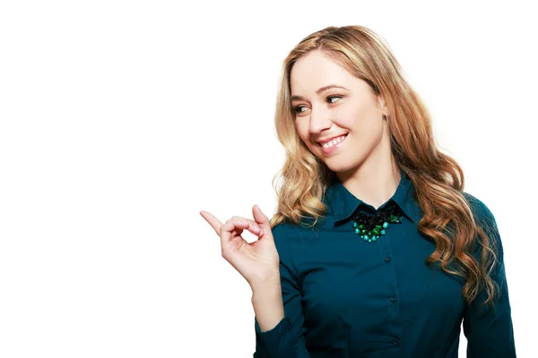 Woman pointing to somewhere — Stock Photo, Image