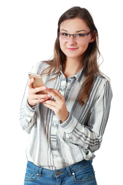Vrouw met behulp van een slimme telefoon — Stockfoto