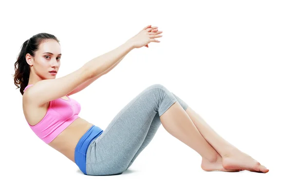 Donna che fa esercizi di stretching — Foto Stock