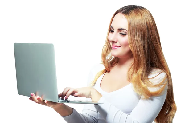 Woman holding a laptop — Stock Photo, Image