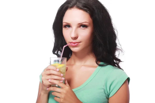 Girl with a lemonade — Stock Photo, Image