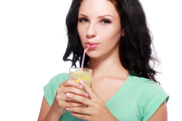 Young girl with a lemonade — Stock Photo, Image
