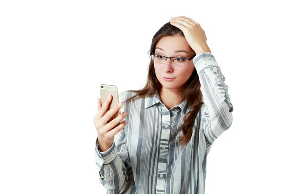 Girl looking at phone — Stock Photo, Image