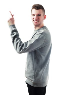 Parmağını gösteren adam.