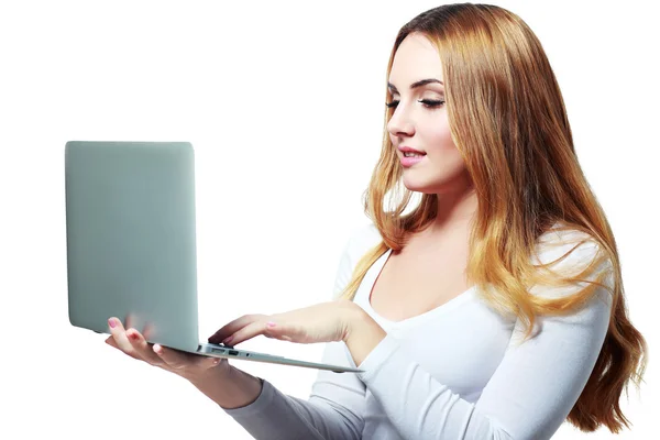 Woman holding a laptop — Stock Photo, Image