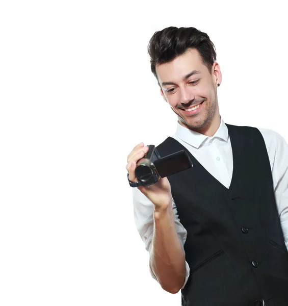 Hombre sosteniendo una videocámara HD —  Fotos de Stock