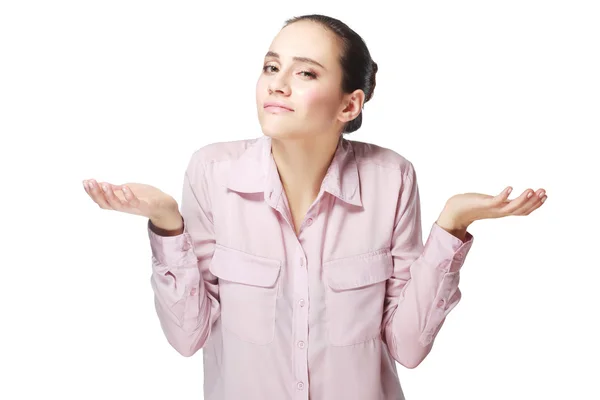 Woman saying that she does not know — Stock Photo, Image