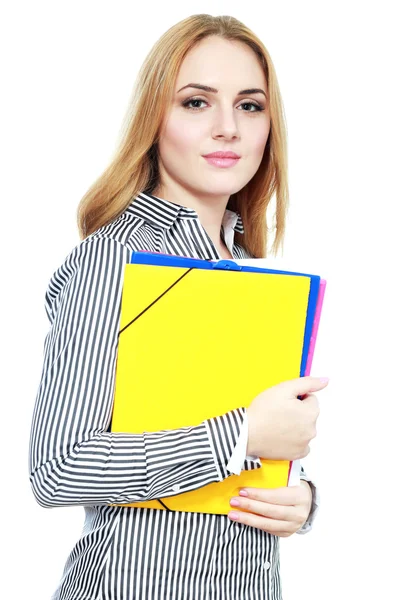 Business woman holding a plate folder — Stock Photo, Image