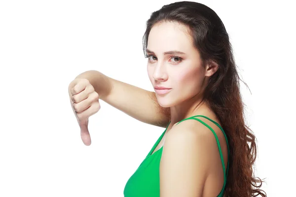 Жінка показує жест не в порядку — стокове фото
