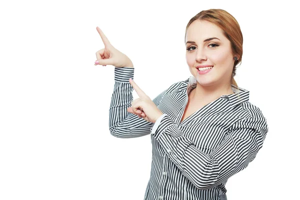 Mujer de negocios señalando manos — Foto de Stock