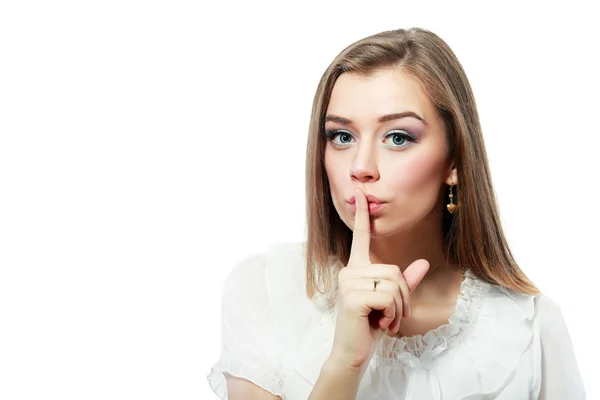 Girl saying shh — Stock Photo, Image