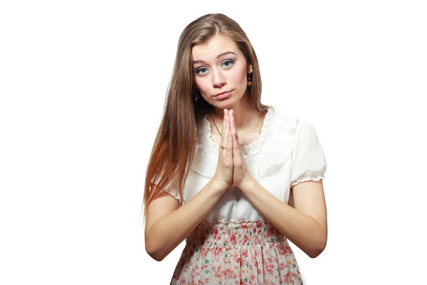 Female praying about — Stock Photo, Image