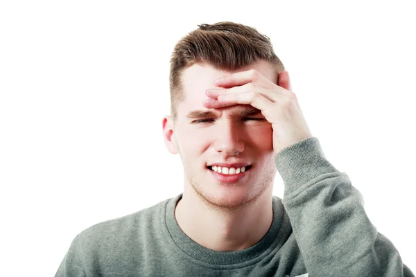 Man touching his forehead — Stock Photo, Image