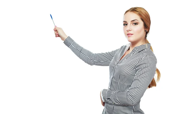 Mujer de negocios señalando — Foto de Stock