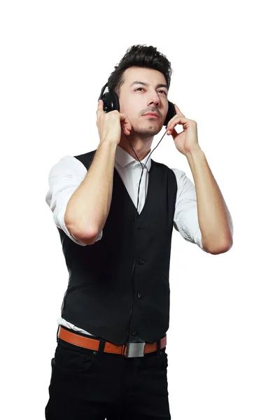 Pohledný muž se sluchátky — Stock fotografie