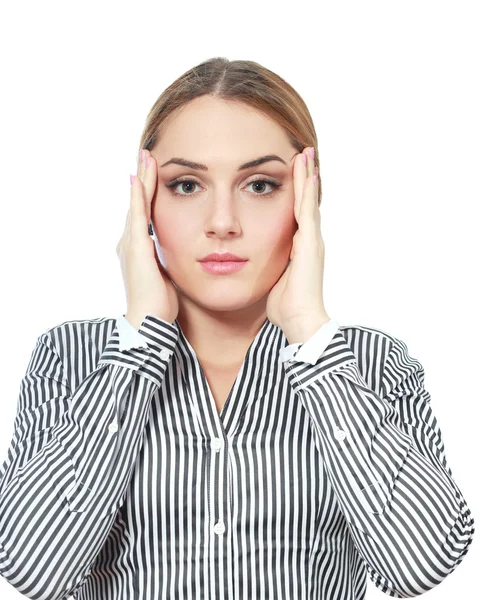 Woman holding her head — Stock Photo, Image