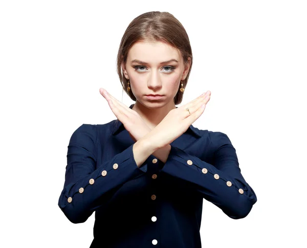 Woman with X gesture — Stock Photo, Image
