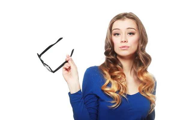 Woman holding glasses — Stock Photo, Image