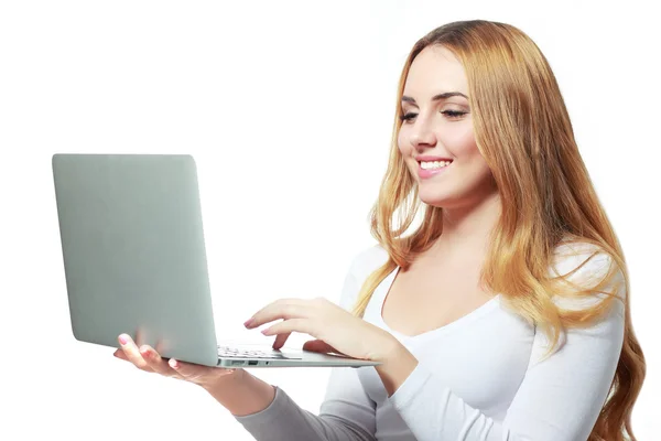 Woman holding a laptop — Stock Photo, Image