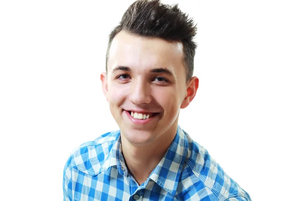 Man in geruite blauw shirt — Stockfoto