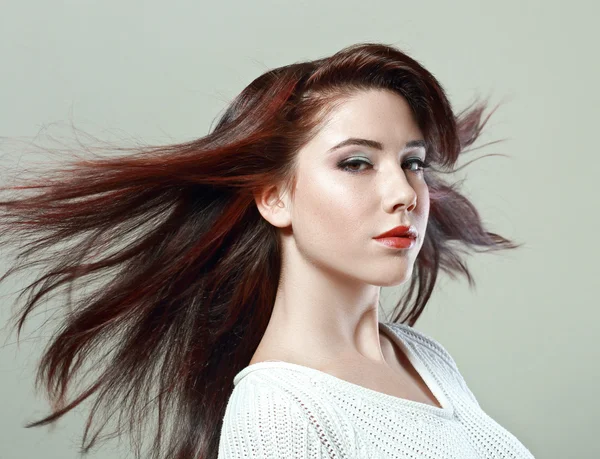 Woman with blowing hair — Stock Photo, Image