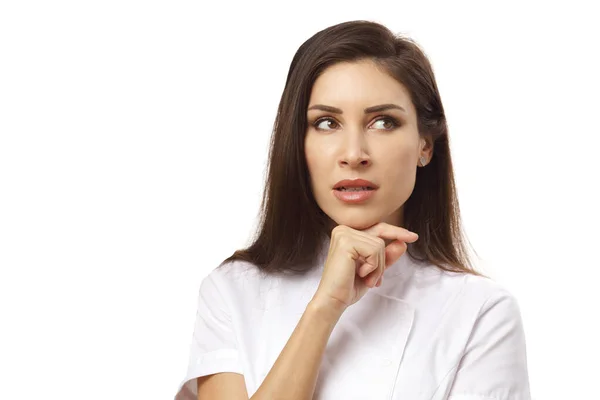 Woman Thinking Hard Looking Empty Space — Stock Photo, Image