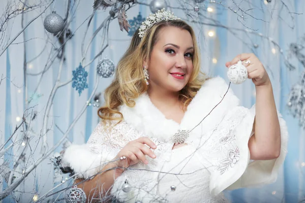 Woman Winter Decortions Snow Queen — Stock Photo, Image