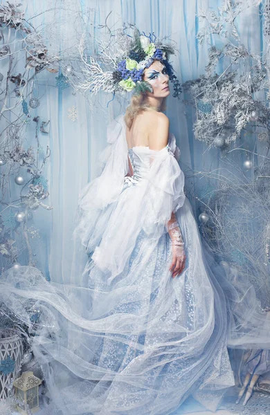 Fairytale Snow Queen Magic Winter Forest — Stock Photo, Image