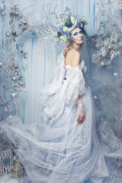 Fairytale Snow Queen Magic Winter Forest — Stock Photo, Image