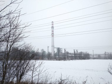 Trnava, Slovakya - 17 Şubat 2021: Dökümhane Trnava, manzara Prednadrazhie  