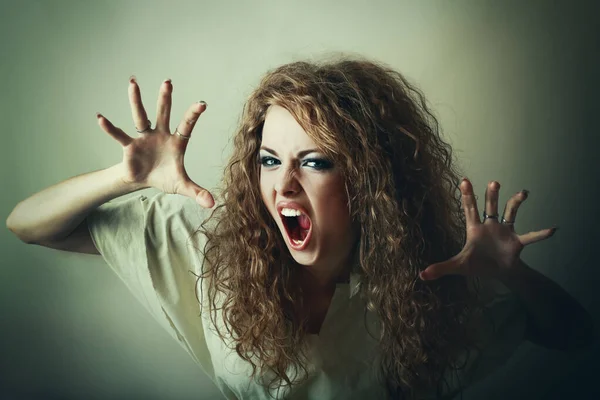 scary mad woman screaming frightening zombie