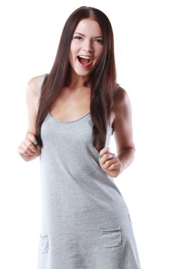 neşeli genç kadın