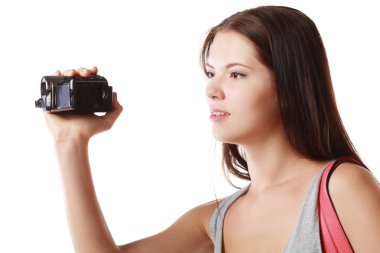 Videocamera arayan kadın