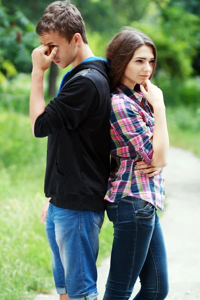 Sad teenage couple — Stock Photo, Image