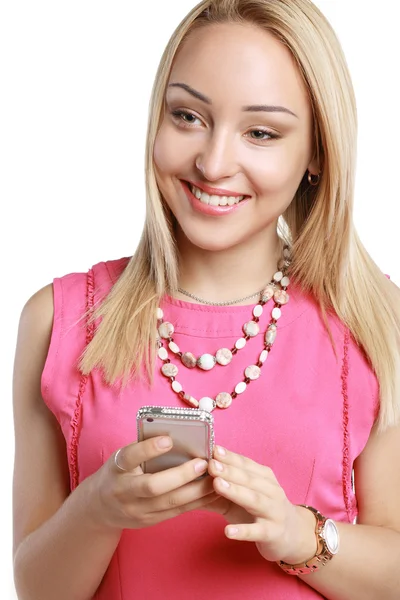 Blonde using mobile — Stock Photo, Image