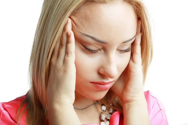 Woman have a head pain — Stock Photo, Image