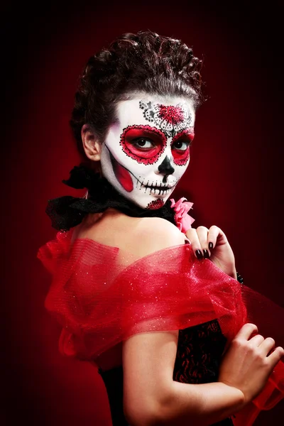 Cadılar bayramı şekeri kafatası makyaj