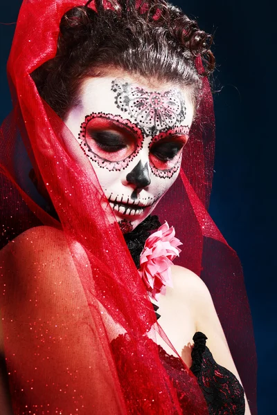 Halloween makijaż: cukru czaszki — Zdjęcie stockowe