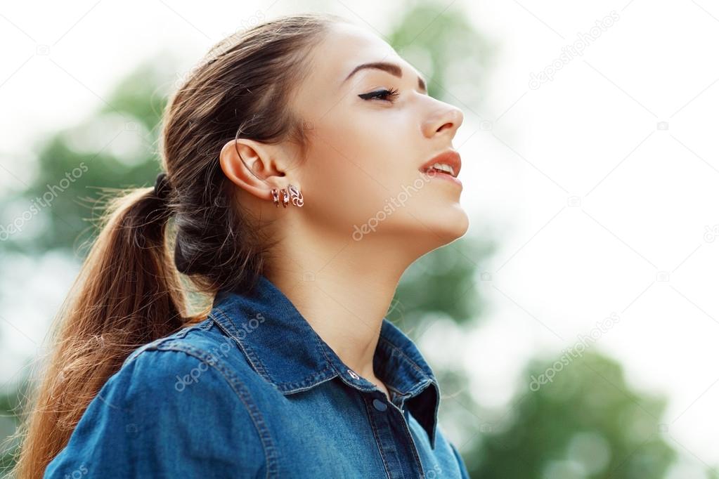 Woman breathing fresh air