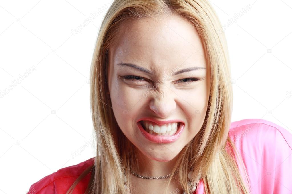 Angry woman with nasty grin