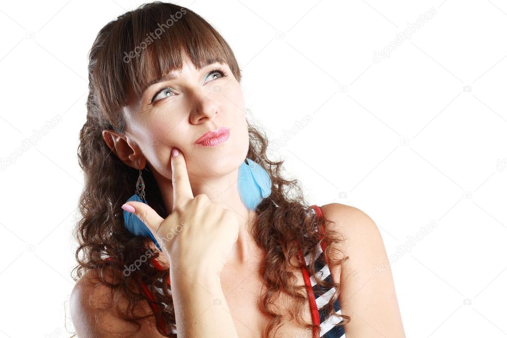 woman in thoughtful pose