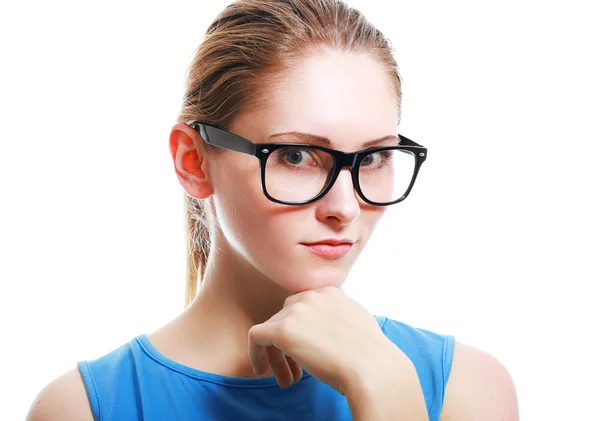 Vacker kvinna i glasögon — Stockfoto