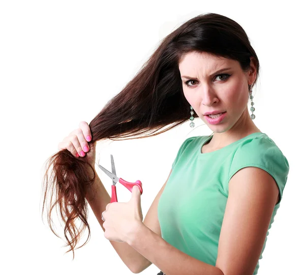 Woman cutting hair — Stock Photo, Image