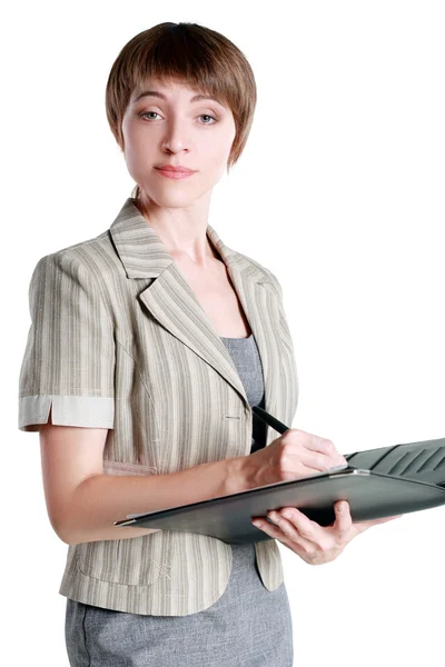 Businesswoman with folder — Stock Photo, Image