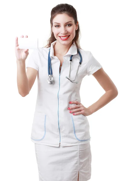 Doctor holding card — Stock Photo, Image