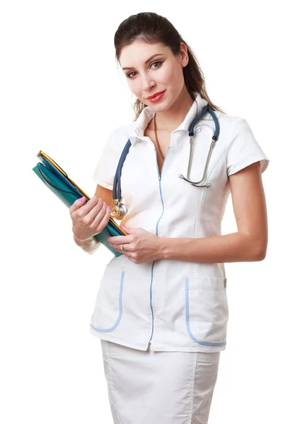 Female doctor with folders — Stock Photo, Image