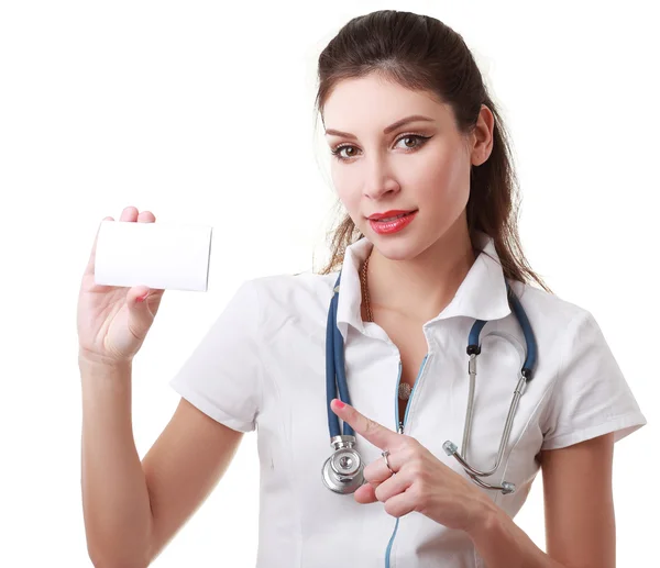 Doctor holding card — Stock Photo, Image